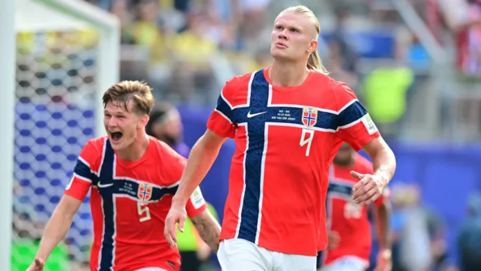 Erling Haaland marcó doblete ante Brasil
